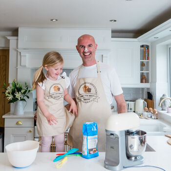 Personalised Father's Day Matching Baking Apron Set, 9 of 12