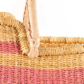 Rosu: Dusky Pink Stripe Woven Moses Basket, 5 of 7