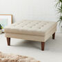 Alberta Square Shallow Buttoned Coffee Table Stool, thumbnail 1 of 11