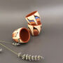 Pair Of Stoneware Pinch Or Dip Pots With Blue Accent, thumbnail 7 of 7