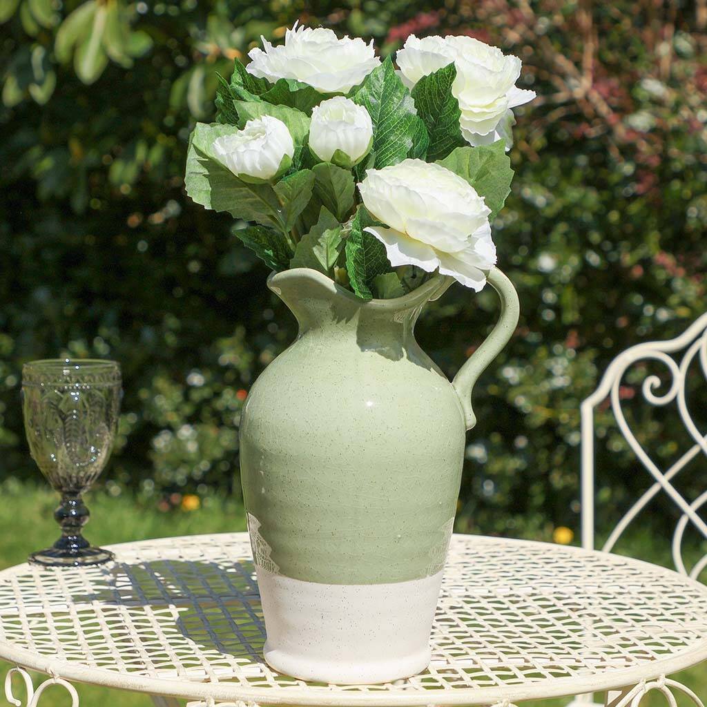 Tall Sage Green Flower Jug Vase By Dibor