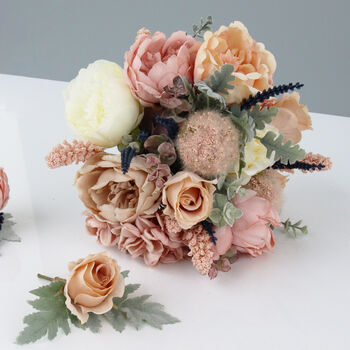 Blush Pink And Peach Bridal Artificial Flower Bouquet, 10 of 12