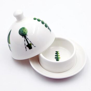 Topiary Hand Decorated Bone China Butter Pat Dome, 4 of 5
