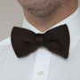 Men's Knitted Bow Tie In Dark Brown | Perfect Wedding Neck Tie For Groomsmen | Gents Woven Tie, thumbnail 1 of 10