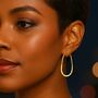 Battered Gold Small Oval Hoop Earrings, thumbnail 2 of 4