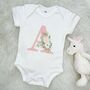 Floral Initial Personalised Babygrow, thumbnail 1 of 2