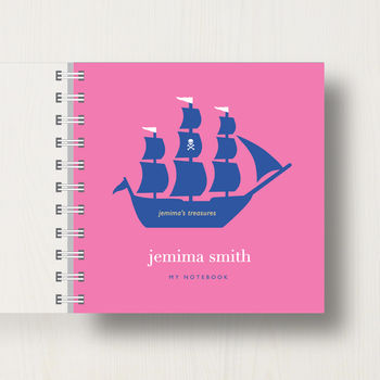 Personalised Kid's Pirate Ship Small Notebook, 8 of 9