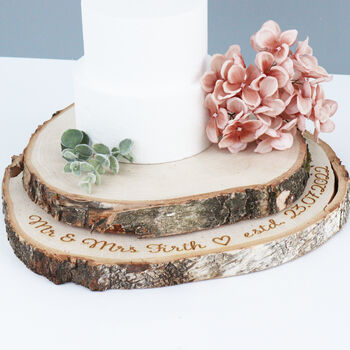 Personalised Natural Birch Log Cake Stand, 5 of 9