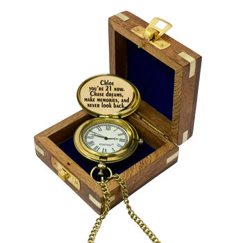 Personalised 21st Birthday Pocket Watch With Wooden Box, 4 of 10