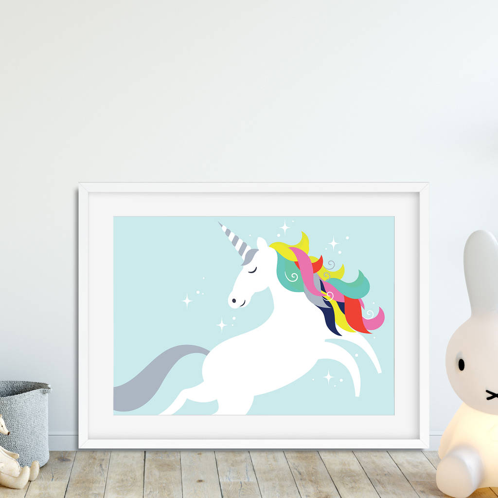 unicorn print with rainbow tail by rocks design | notonthehighstreet.com