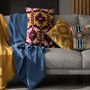 Oblong Ikat Velvet Cushion Ottoman Classic, thumbnail 2 of 9