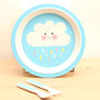 Childs Cloud Design Dinner Set And Personalised Bag, thumbnail 3 of 3