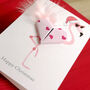 Flamingo Origami Heart Christmas Card, thumbnail 3 of 5