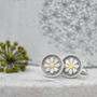 Framed Daisy Cufflinks In Solid Silver And 18ct Gold, thumbnail 1 of 4