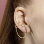 Hoop Ear Cuff Gold Plated Silver Stud Earrings, thumbnail 2 of 4