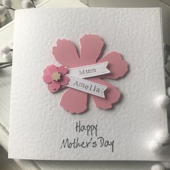 Personalised Mothers Day Pink Flower Card, 4 of 9