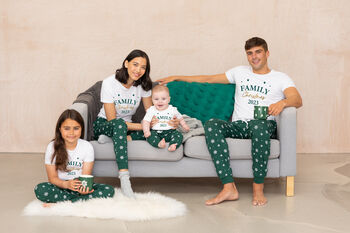 Family Matching Christmas Pyjamas Green Snowflakes, 2 of 6