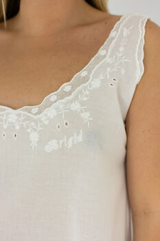 Women's White Cotton Nightdress Luxury Embroidered Juliet Chemise, 2 of 5