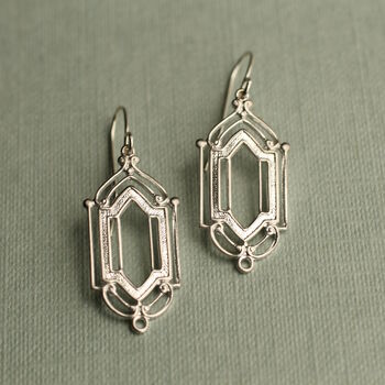 Silver Art Deco Drop Earrings, 2 of 5