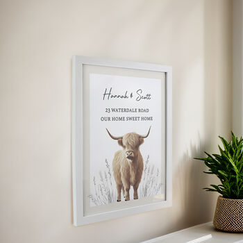Personalised Highland Cow White Poster Frame, 3 of 4