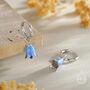 Sterling Silver Enamel Bluebell Flower Huggie Hoop Earrings, thumbnail 5 of 10
