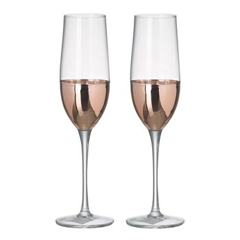 Pair Of Rose Gold Champagne Glasses, 2 of 2