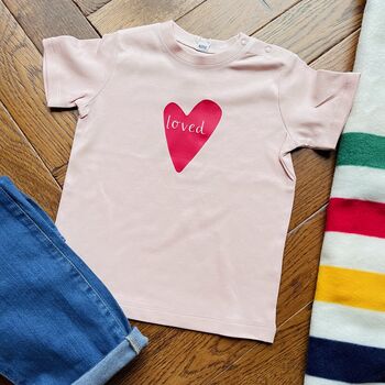 Personalised 'Loved' Baby T Shirt, 4 of 4