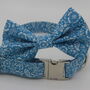Blue Floral Print Dog Bow Tie, thumbnail 4 of 6