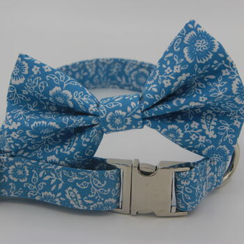 Blue Floral Print Dog Bow Tie, 4 of 6