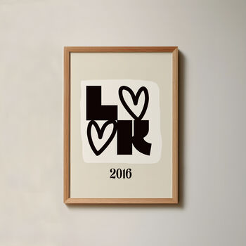 Personalised Couples Initials And Year Minimal Print, 6 of 8