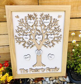 Personalised Family Tree Framed Wooden Auntie Gift, 3 of 7