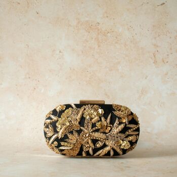 Maisha Black Silk Oval Clutch, 2 of 4