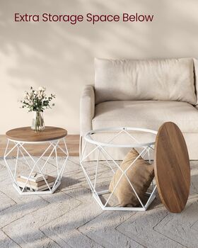 Set Of Two Round Coffee Tables With Steel Frame, 6 of 12