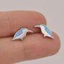 Sterling Silver Opal Kingfisher Bird Stud Earrings, thumbnail 6 of 11