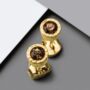 Smoked Quartz Rose/Gold Plated Silver Stud Earrings, thumbnail 5 of 9