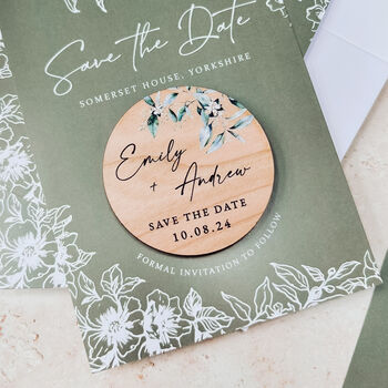 Save The Dates Magnet Sage Green Wedding Cards, 6 of 10