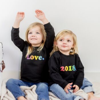 Baby Year Of Birth Rainbow Sweatshirt, 2 of 2