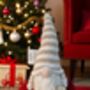 Personalised Christmas Gnome Striped Hat And Wooden Heart, thumbnail 4 of 5
