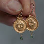 Helios Sun Coin Gold Drop Earrings, thumbnail 2 of 8
