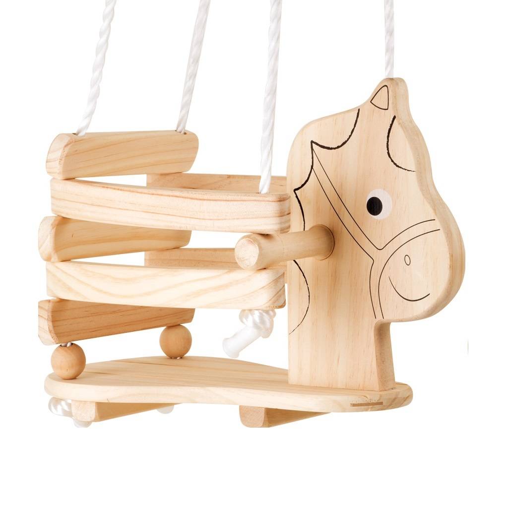 personalised wooden horse swing for babies and toddlers by