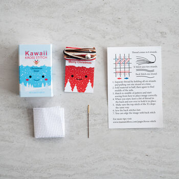 Kawaii Christmas Deer Mini Cross Stitch Kit, 4 of 8
