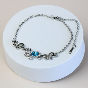 Colourful Crystal Butterfly Silver Anklet, 3 of 4