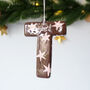 Personalised Brown And Pink Star Christmas Tree Letter Decoration, thumbnail 2 of 3