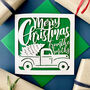 Xmas Tree Truck Personalised Christmas Card, thumbnail 2 of 4
