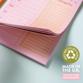 Weekly Meal Planner And Shopping List Pad | Pink Red, 3 of 5