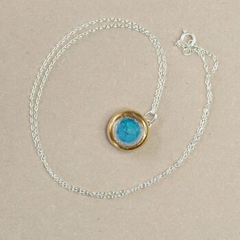 Small Round Turquoise Blue Lagoon Silver Pendant, 3 of 3