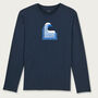 Wave Navy Blue Long Sleeve Surf Top, thumbnail 1 of 5