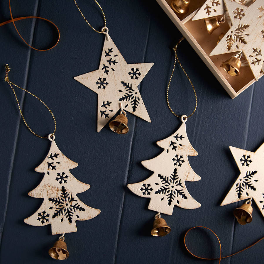 set of cream christmas tree decorations by the christmas home ...