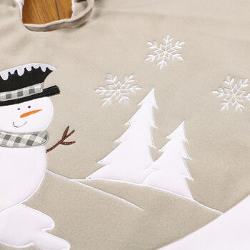 White Christmas Snowman Fabric Tree Skirt, 6 of 9
