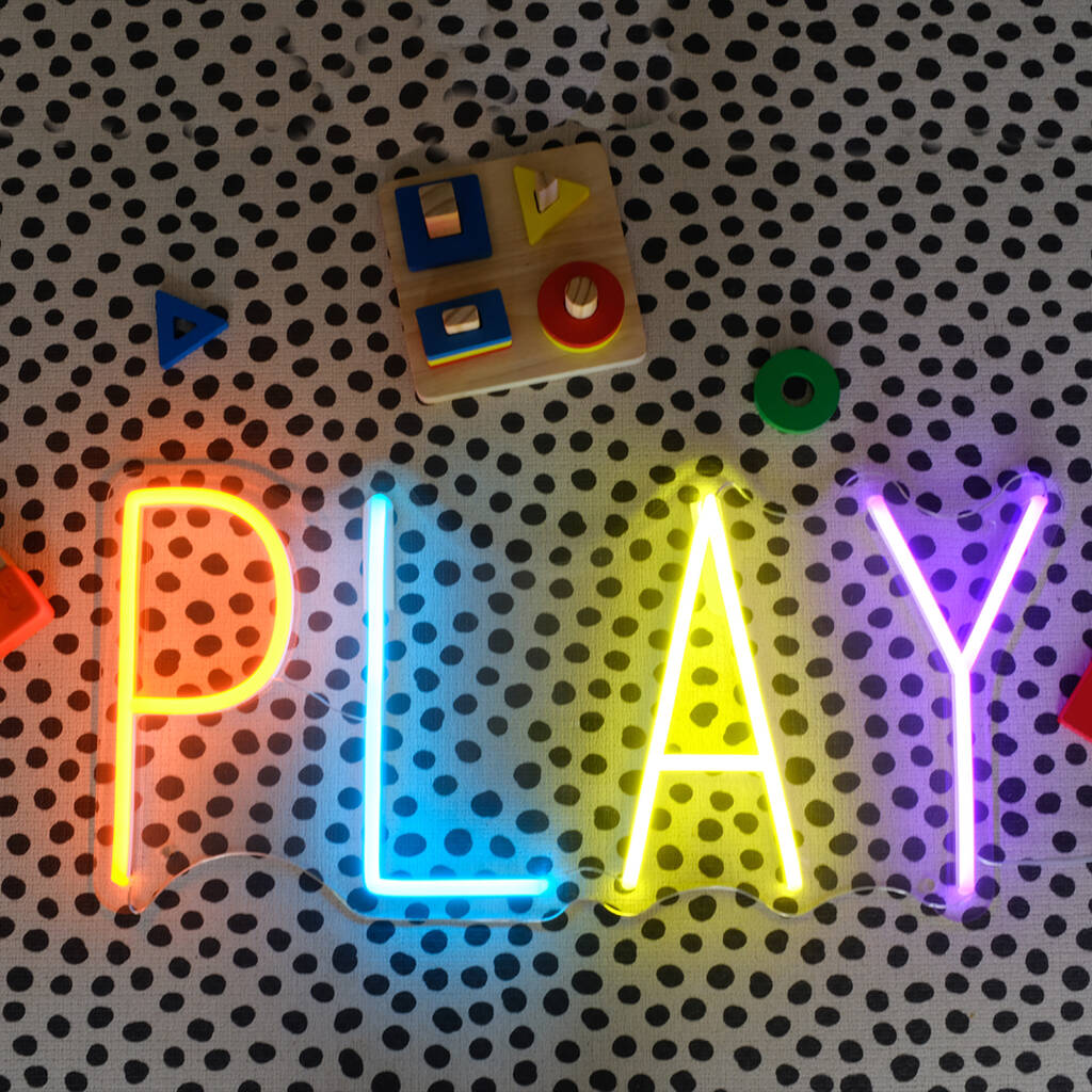 'Play' Neon Sign Light, 1 of 2